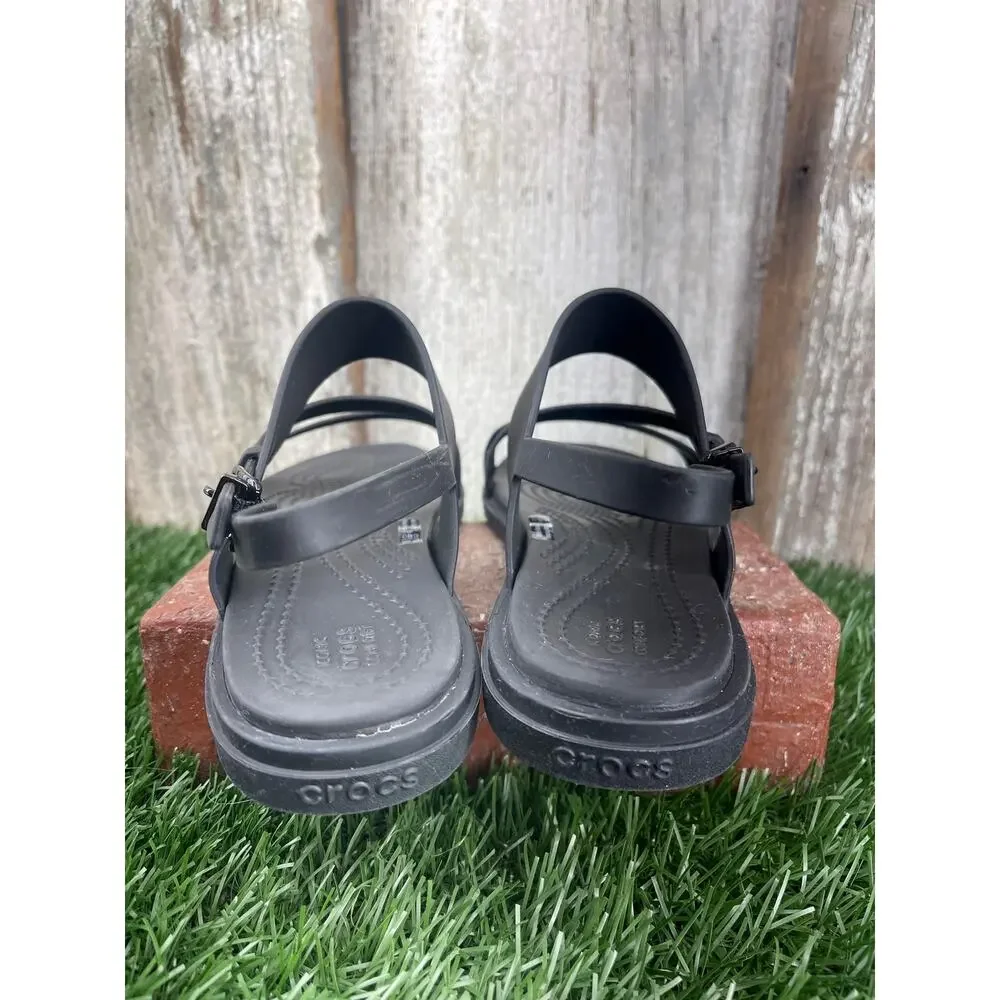 Crocs Tulum Strappy Sandals Black Matlite Women's 5